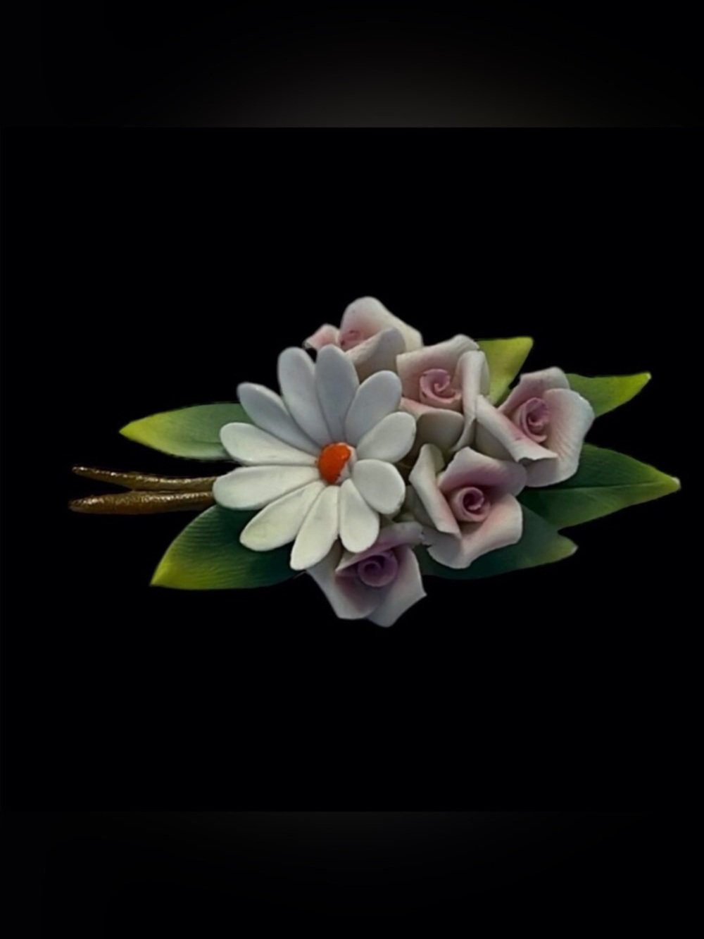 Vintage Delicate Porcelain Floral Brooch